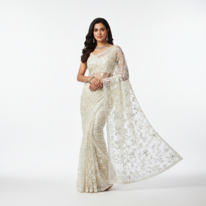 MUNIR Women's Luxury Tissue Net Saree